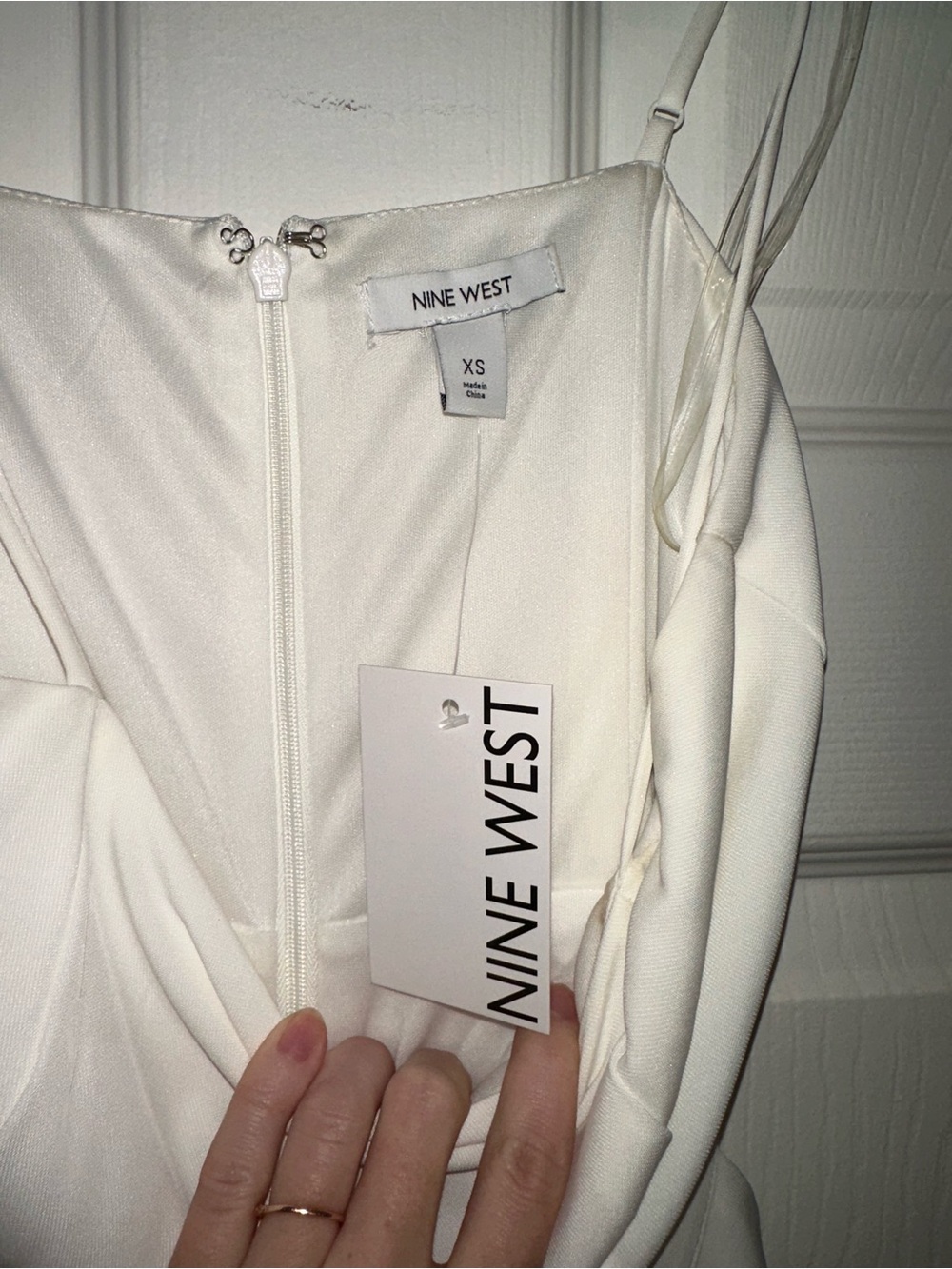 Nine West White Spaghetti-Strap Maxi Dress with Tie Waist - Picture 3 of 4